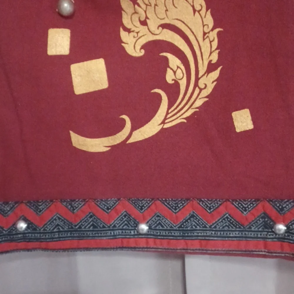 Boho Burgundy Flame Motif Textile Shoulder Bag, Festival